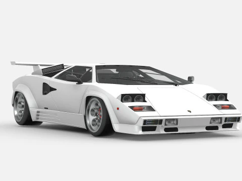 Lambo Countach LP500 putih Model 3D
