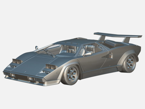 Lambo Countach LP500 white Model 3D