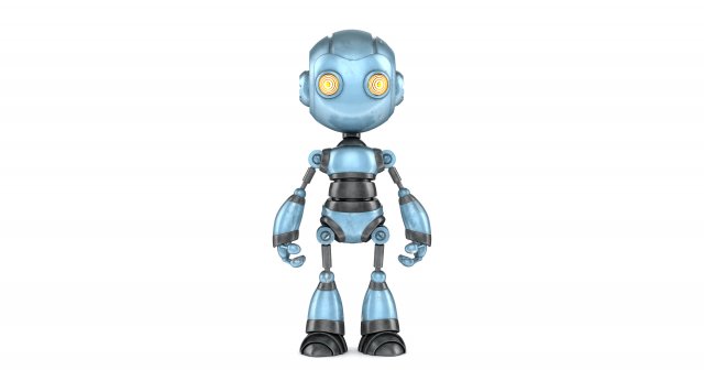 Blue Metal Robot 3D Model in Robot 3DExport