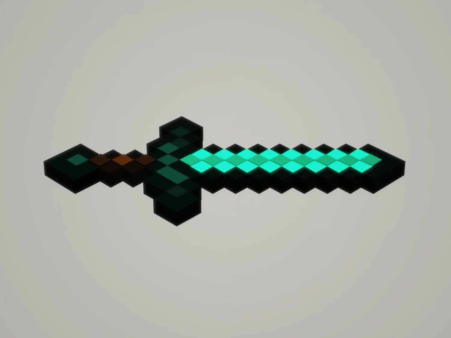Minecraft Diamond Sword 3D Print Model .c4d .max .obj .3ds .fbx .stl .blend 