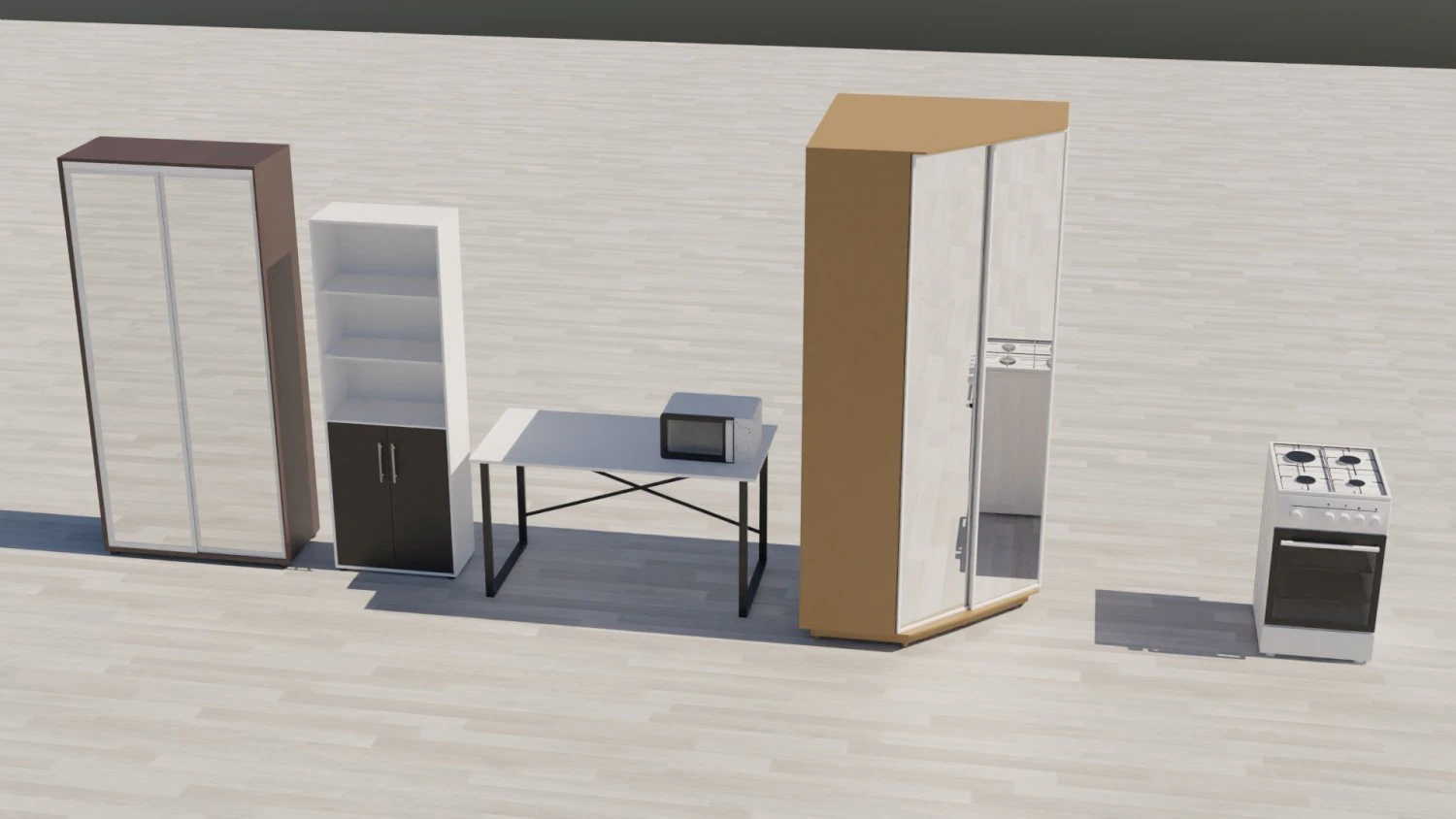 Kitchen and bedroom furniture 3D Model .c4d .max .obj .3ds .fbx .stl .blend
