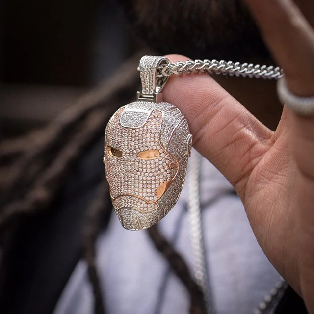 IRONNMAN FACE DIAMOND PENDANT 3D Print Model .c4d .max .obj .3ds .fbx .stl .blend 