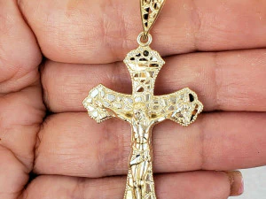 NUGGET CROSS SIGN PENDANT 3 3D Print Model