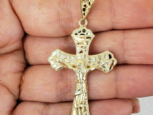 NUGGET CROSS SIGN PENDANT 3 3D Print Model