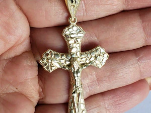 NUGGET CROSS SIGN PENDANT 3 3D Print Model