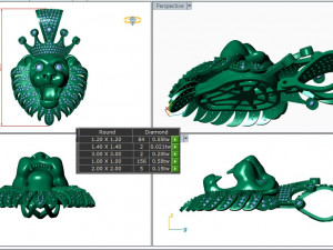 LION CRWON DIAMOND PENDANT Modelo de Impressão 3D
