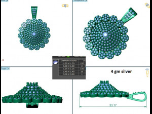 ROUND FLOWER DIAMOND PENDANT Modello di stampa 3D