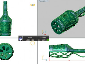 HENNESSY WHISKY WINE BOTTLE DIAMOND PENDANT 3Dプリントモデル