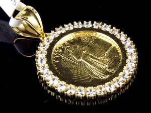 US DOLLAR LIBERTY GOLD COIN DIAMOND PENDANT 2 3D 프린트 모델