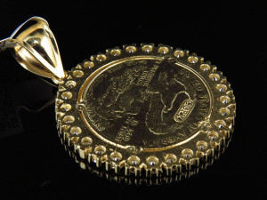 US DOLLAR LIBERTY GOLD COIN DIAMOND PENDANT 2 3D Print Model