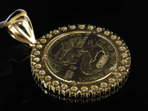US DOLLAR LIBERTY GOLD COIN DIAMOND PENDANT 2 3D Print Model