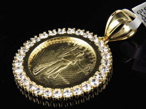 US DOLLAR LIBERTY GOLD COIN DIAMOND PENDANT 2 3D Print Model