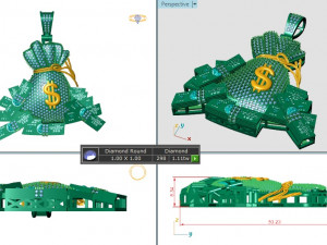 MONEY BAG DIAMOND PENDANT 3D 프린트 모델