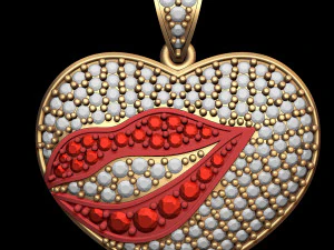 LIPPENHERZ-DIAMANT-ANH&Auml;NGER 3D Druckmodell