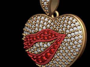 LIP HEART DIAMOND PENDANT 3D Print Model