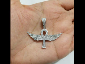 PINGENTE DE DIAMANTE ANKH CRUZ DE ASAS DE ANJO Modelo de Impressão 3D