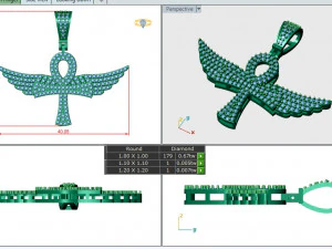 ANKH CROSS ANGEL WINGS DIAMOND PENDANT 3D Print Model