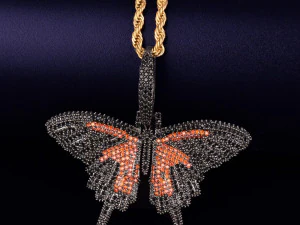 バタフライダイヤモンドペンダント 3Dプリントモデル