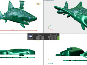 SHARK DIAMOND PENDANT 3D प्रिंट मॉडल