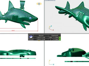SHARK DIAMOND PENDANT 3D Print Model