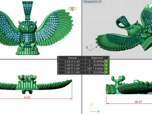 OWL DIAMOND PENDANT 3D Print Model