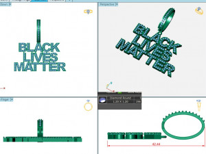 BLACK LIVES MATTER DIAMOND PENDANT 3D printmodel