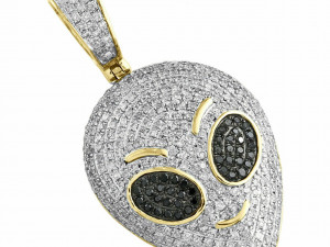 ALIEN FACE EMOJI OVAL DIAMOND PENDANT Modèles 3D en vedette
