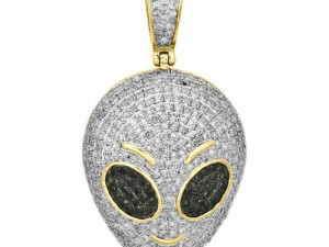 ALIEN FACE EMOJI OVAL DIAMOND PENDANT 3D Baskı Modeli