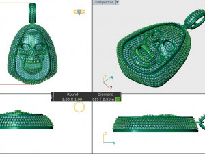 SKULL DIAMOND PENDANT Modello di stampa 3D
