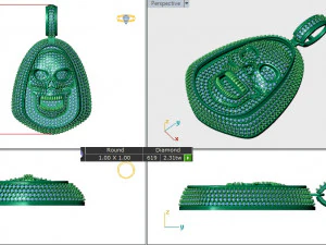 SKULL DIAMOND PENDANT 3D Print Model