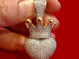 3D-KRONEN-CHARM-HERZ-DIAMANT-ANH&Auml;NGER 3 3D Druckmodell