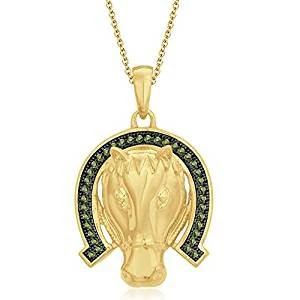 Horseshoe With 3D Horse Diamond Pendant 3D Print Model .c4d .max .obj .3ds .fbx .stl .blend 