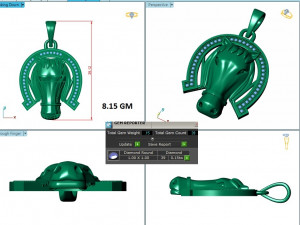 Horseshoe With 3D Horse Diamond Pendant 3D-printmodel