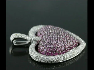 HEART DOUBLE LINE DIAMOND PENDANT 4 3D Print Model
