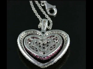 HEART DOUBLE LINE DIAMOND PENDANT 4 3D Print Model
