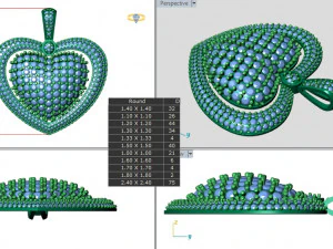 HEART DOUBLE LINE DIAMOND PENDANT 4 3D Print Model