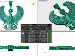 Egyptian Eagle Diamond Pendant 3D Druckmodell