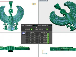 Egyptian Eagle Diamond Pendant 3D Print Model