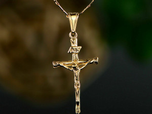 Gold Cross Jesus Pendant 7 3Dプリントモデル