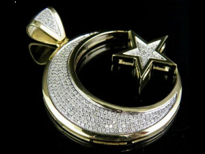 Liontin Berlian Bintang Bulan Sabit 2 Model Cetak 3D