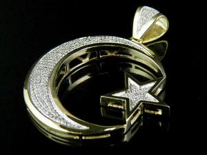 Crescent Moon Star Diamond Pendant 2 3D Print Model