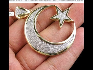 Crescent Moon Star Diamond Pendant 2 3D Print Model