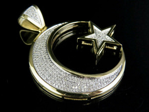 Crescent Moon Star Diamond Pendant 2 3D Print Model