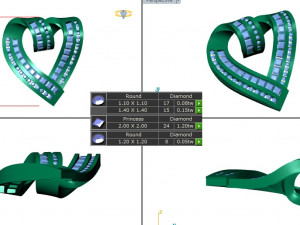 HEART SLIDER DIAMOND PENDANT 5 3D printmodel