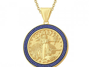 US DOLLAR LIBERTY GOLD COIN DIAMOND PENDANT 3 3Dプリントモデル