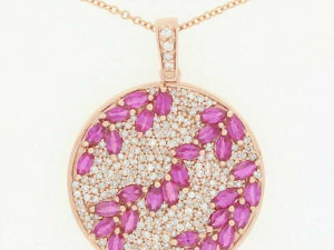 빈티지 EFFY GEMMA 다이아몬드와 루비 펜던트 3D 프린트 모델