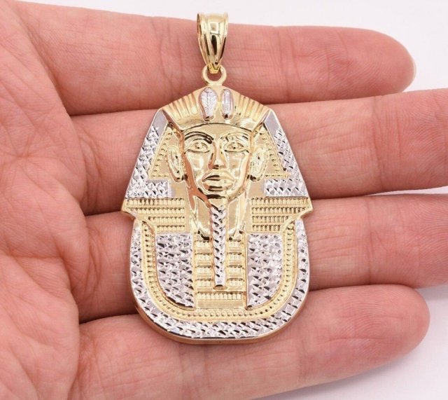 EGYPTIAN KING TUT HEAD PHARAOH MUMMY GOLD PENDANT 3D Bask Modeli