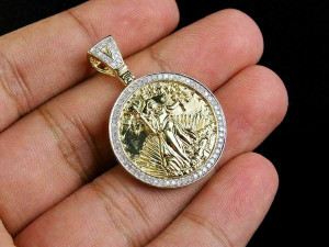 US DOLLAR LIBERTY GOLD COIN DIAMOND PENDANT 4 3D 프린트 모델