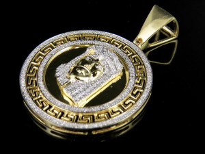 Bismark Medallion Jesus Face Diamond Pendant 3D Принт Модель