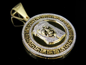 Bismark Medallion Jesus Face Diamond Pendant 3D Print Model